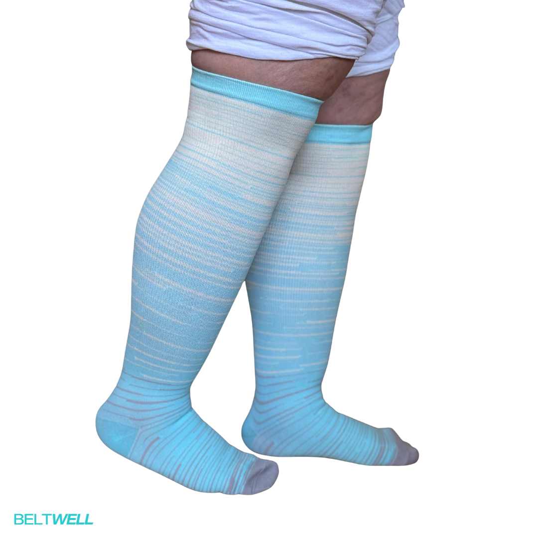 LymfoSocks™ The Wide-Calf Compression Socks | Circulation | Pain | Swelling | Cramps | 15-20 mmHg