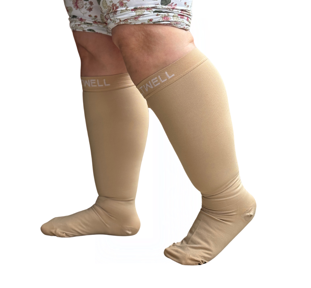 Beltwell® - Wide Calf, Anti-Slip & Anti-Roll Compression Socks - 20-30 mmhg