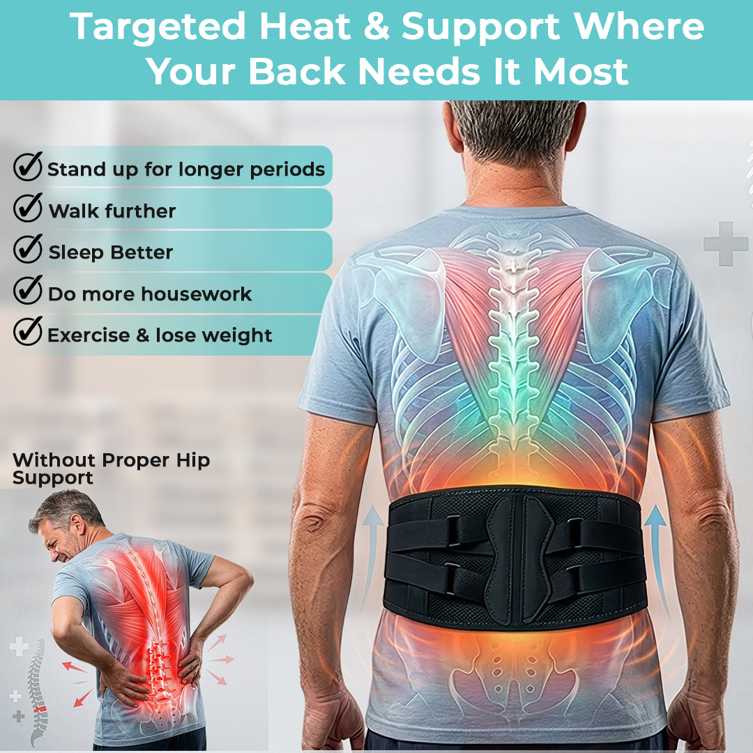 Lumboheat™ Heated Rechargeable & Cordless Lower Back Brace With Massage