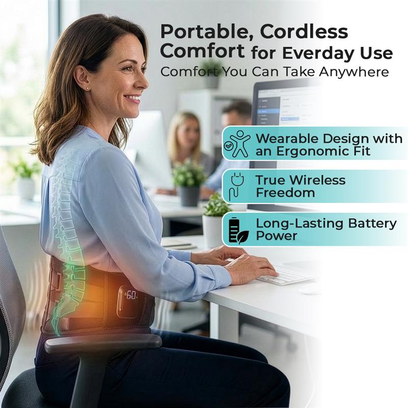 Lumboheat™ Heated Rechargeable & Cordless Lower Back Brace With Massage