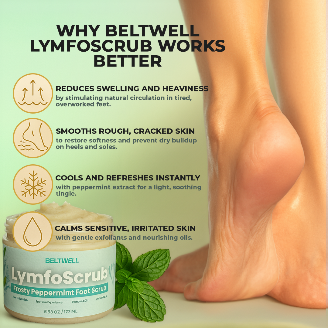 LymfoScrub™ Frosty Peppermint Foot Scrub For Sensitive, Itchy, Cracked, & Swollen Feet